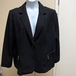 Chico's Black Textured Blazer‎ with Zipper Pockets